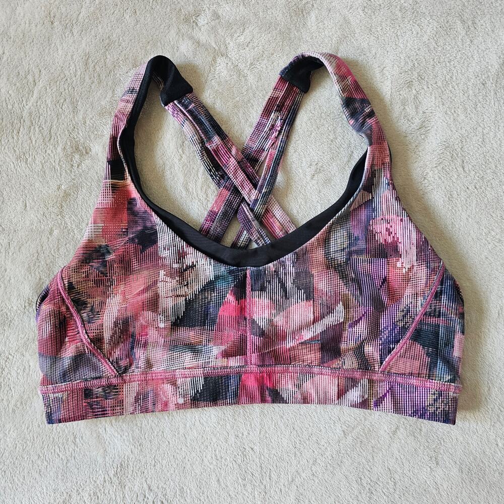 Lululemon Energy Sport Bra 8 Cross Back Strappy Athletic Workout Pink